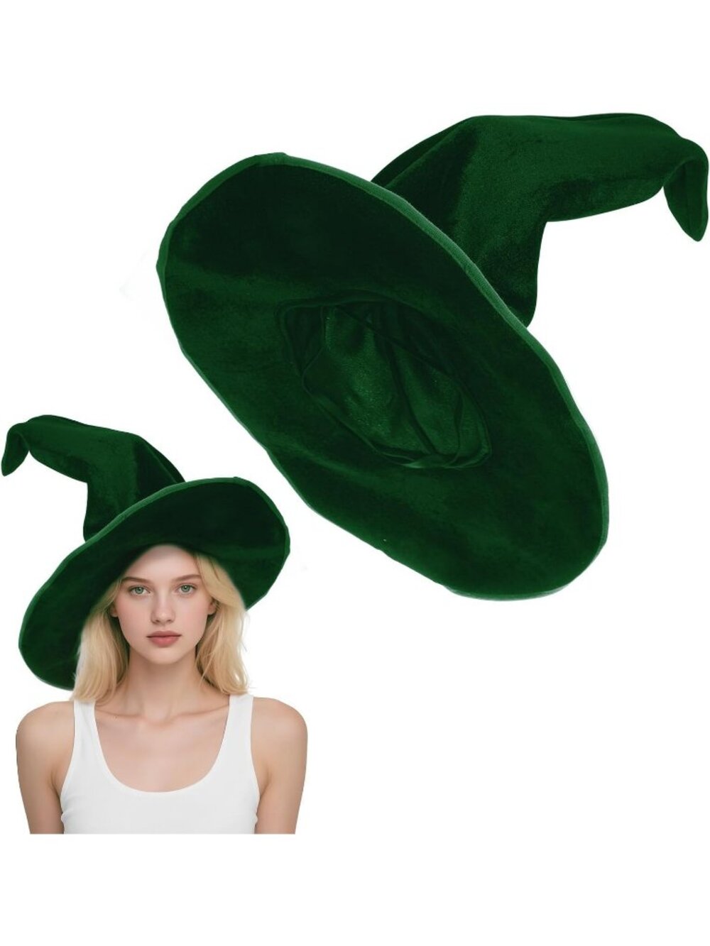 🎃Women's Green Wizard Hat Halloween Witch Hats Adjustable Fit Comfortable Hats